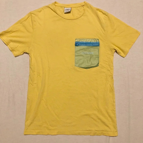 Zara Size Small Tip Here Pocket Shirt Yellow Cler Pocket Tshirt - Picture 1 of 16